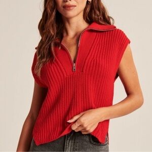Abercrombie & Fitch Red Sweater Vest